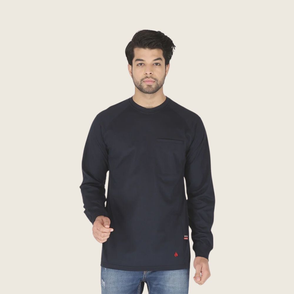 Forge Men&#39;s FR Light Weight Crew Neck Shirt, Color: Navy, Size: S, Style: Crew