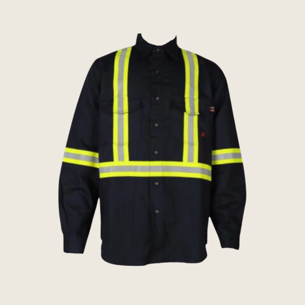 Forge Men&#39;s Solid Button Navy Hi-Vis Shirt, Color: Navy/HI-VIS, Size: S, Style: Button-Up