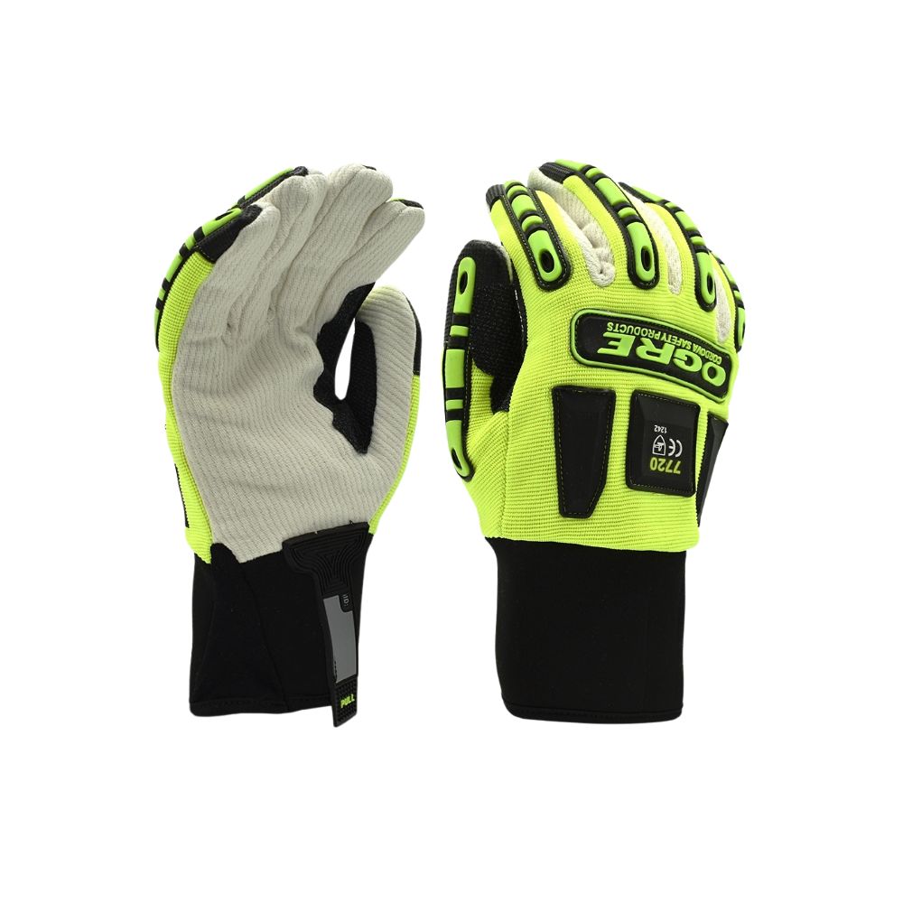 Ogre 7732 Canvas Palm Hipora Lined Impact Glove (Impact 1), Quantity: Pair, Size: M