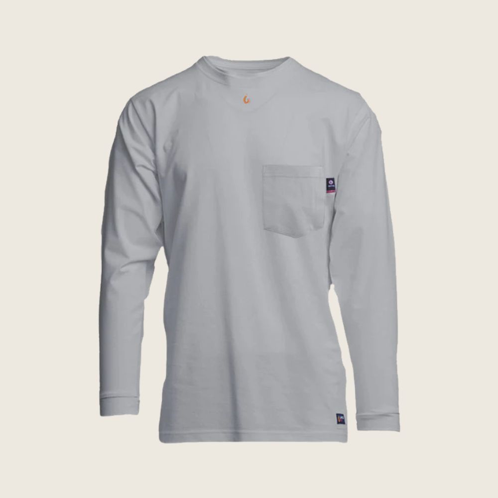 Lapco Men&#39;s FR 6oz 93/7 Knit Pocket T-Shirt, Color: Gray, Length: Crew, Size: S