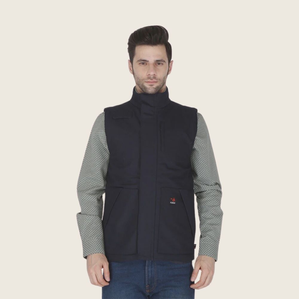 Forge Men&#39;s FR Canvas Duck Vest, Color: Navy, Size: XLT