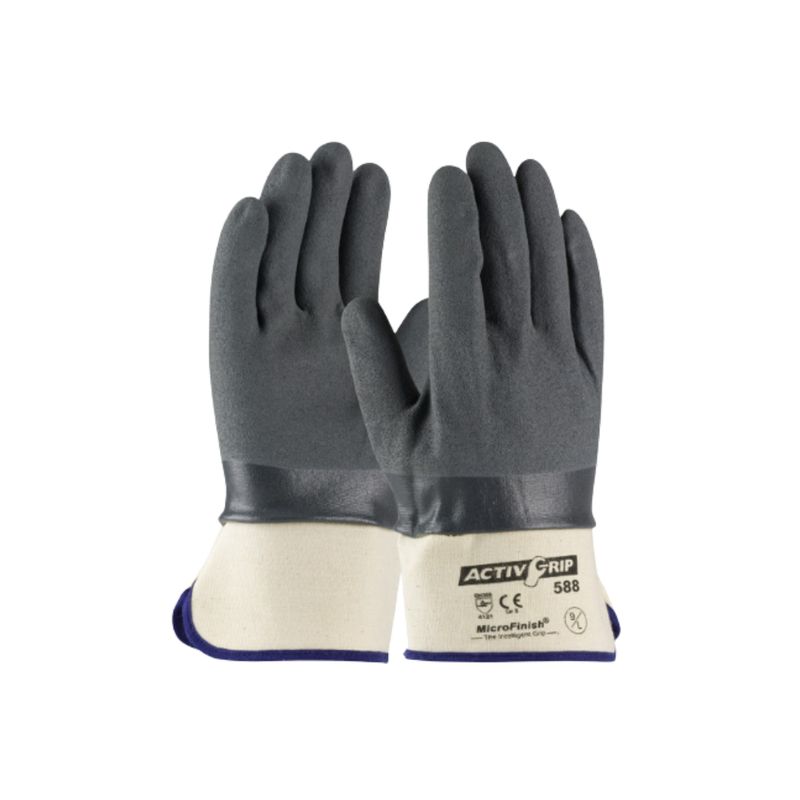 PIP ActivGrip 56-AG588 Safety Gray Nitrile/Cotton Nitrile Coated Chemical Resistant Gloves