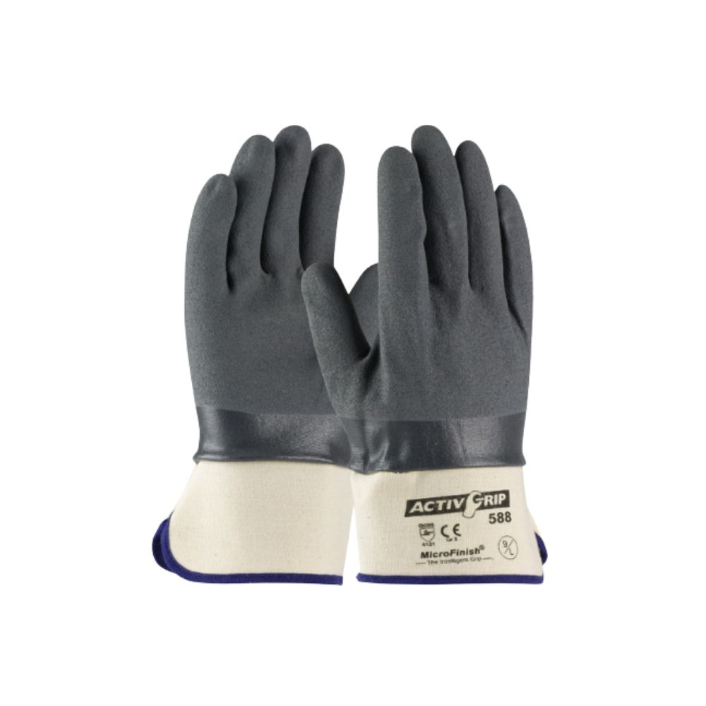 PIP ActivGrip 56-AG588 Safety Gray Nitrile/Cotton Nitrile Coated Chemical Resistant Gloves, Quantity: Dozen, Size: S