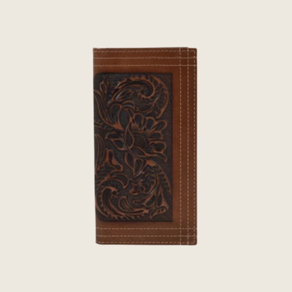 Justin Rodeo Wallet Tooled W/ Triple Stitch, Style: Bill-Fold