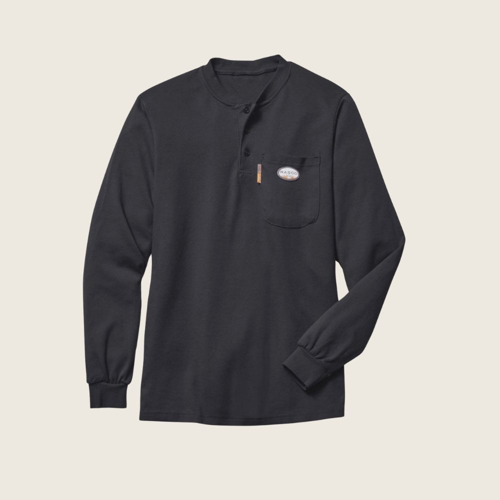 Rasco FR Henley Shirt, Color: Black, Size: S, Style: Henley