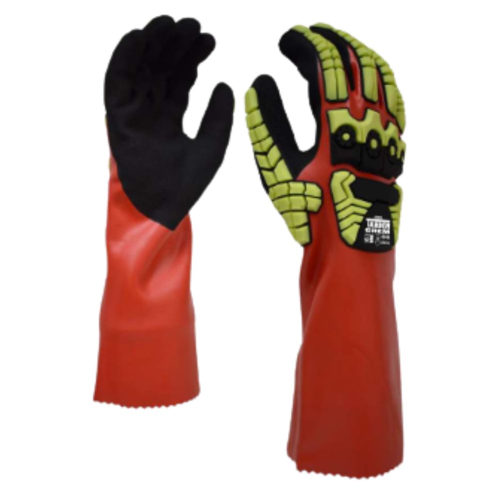TANDEM CHEM™, TWO-LAYER RED/BLACK SANDY NITRILE COATING, 18-GAUGE HPPE/TUNGSTEN STEEL, CUT LEVEL A6 #6946, Size: M