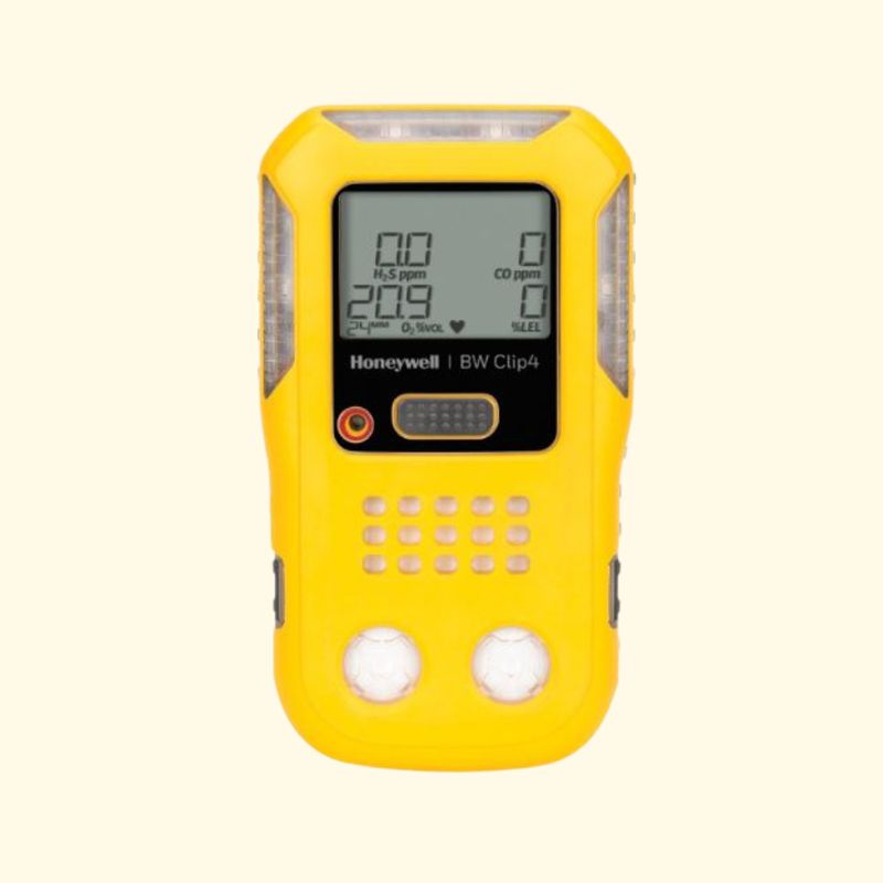 BW Technologies BW CLIP 4 Multi-Gas Detector (CO, H2S, LEL, O2), Yellow