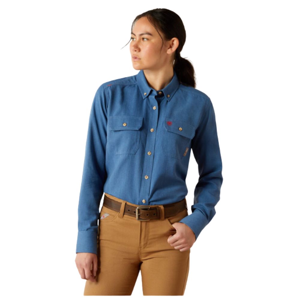 Ariat Women&#39;s FR Air Inherent Work Shirt, Color: Medium Blue, Size: XS