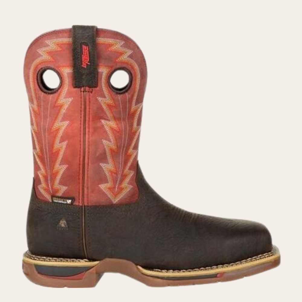 Rocky Long Range Brown &amp; Red Composite Toe Waterproof Western Boot-DC, Color: Brown &amp; Red, Diameter: M, Size: 8