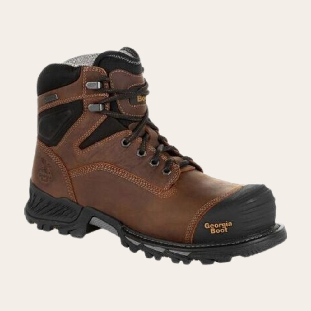 Georgia Rumbler Black &amp; Brown Composite Toe Waterproof Work Boot, Diameter: M, Size: 8