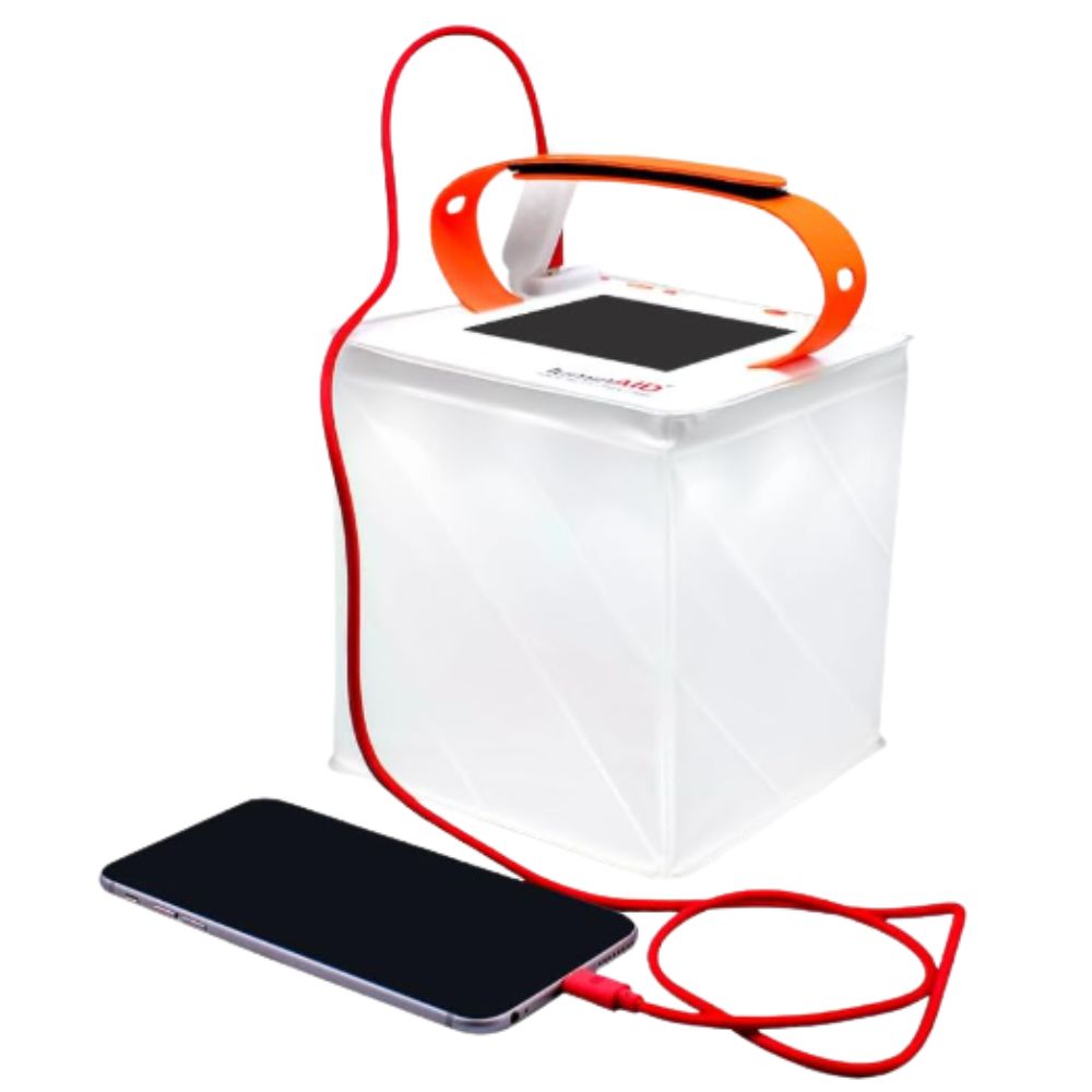 LuminAID Max Quick Inflate 2-in-1 Solar Camping Lantern and Phone Charger - Rechargeable LED Lamp for Camping, Hiking &amp; Travel - Waterproof Emergency Light for Power Outages, Hurricane, Survival Kits
