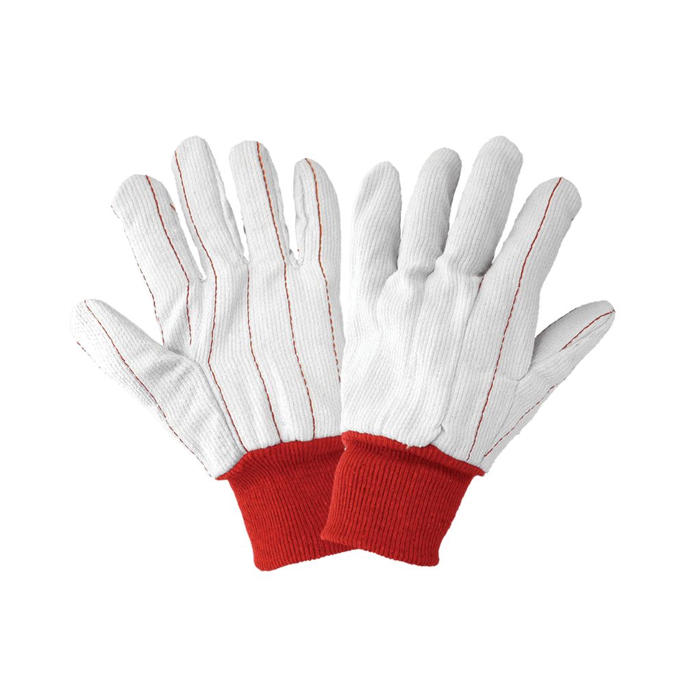 SG-1675 Poly Cotton Canvas Corded Glove Red Cuff, Size: XL