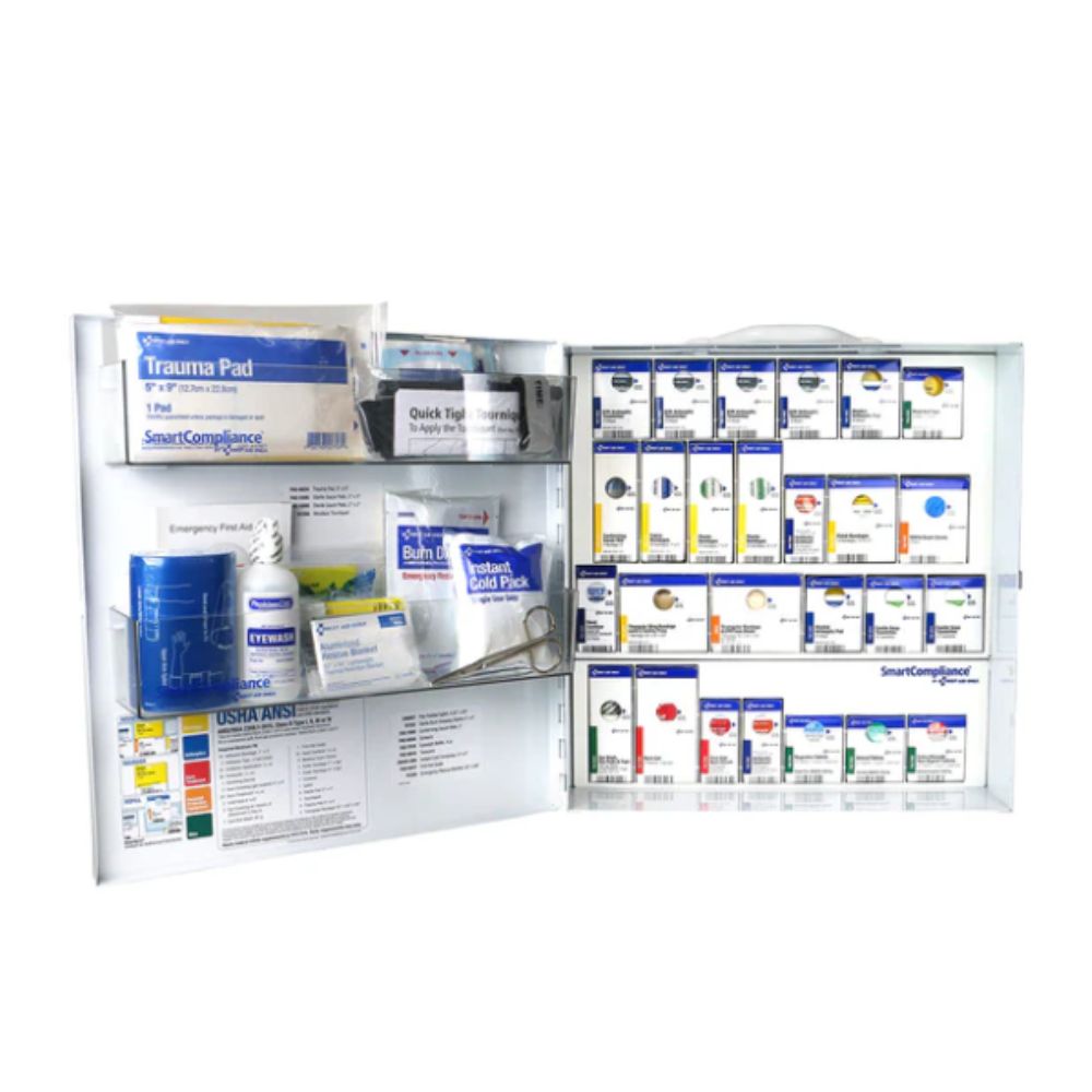 First Aid Only Large Metal SmartCompliance First Aid Cabinet with Medication, Size: 100 person