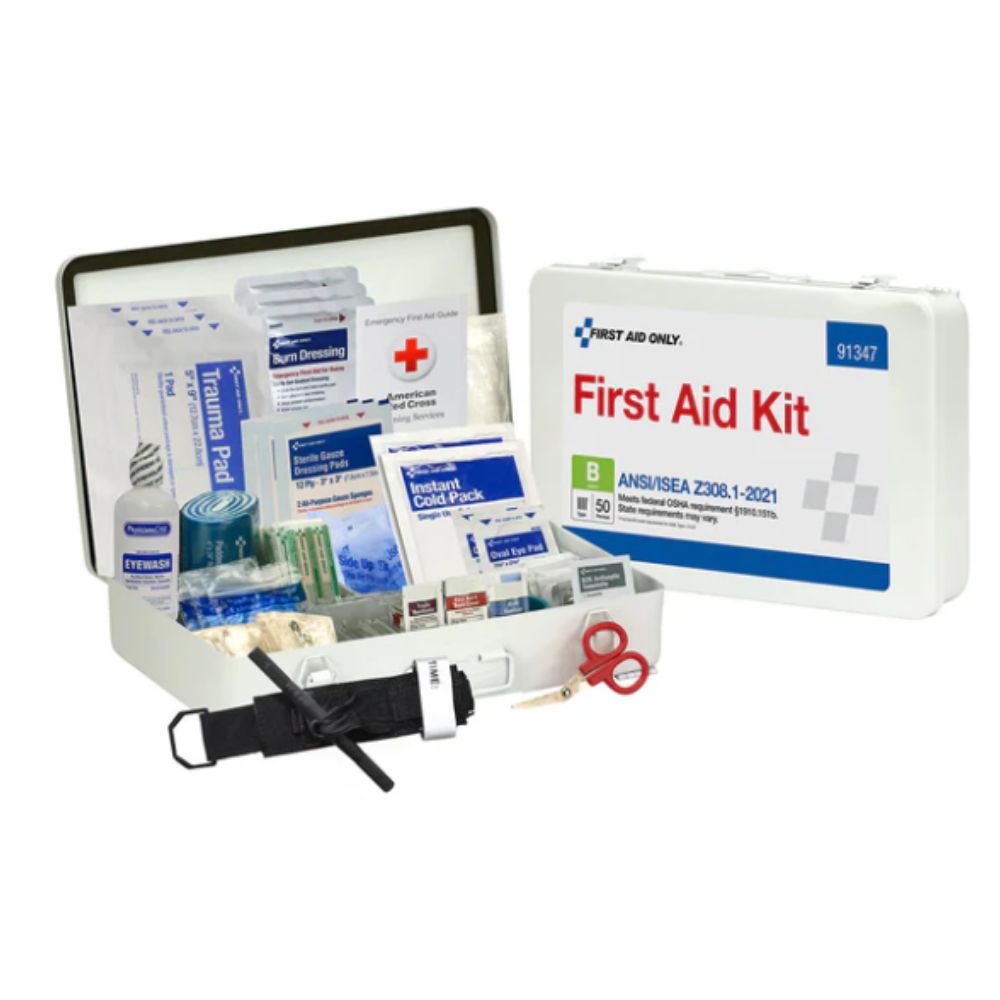 First Aid Only 50 person ANSI B Metal First Aid Kit , ANSI 2021 Compliant, Size: 50 person