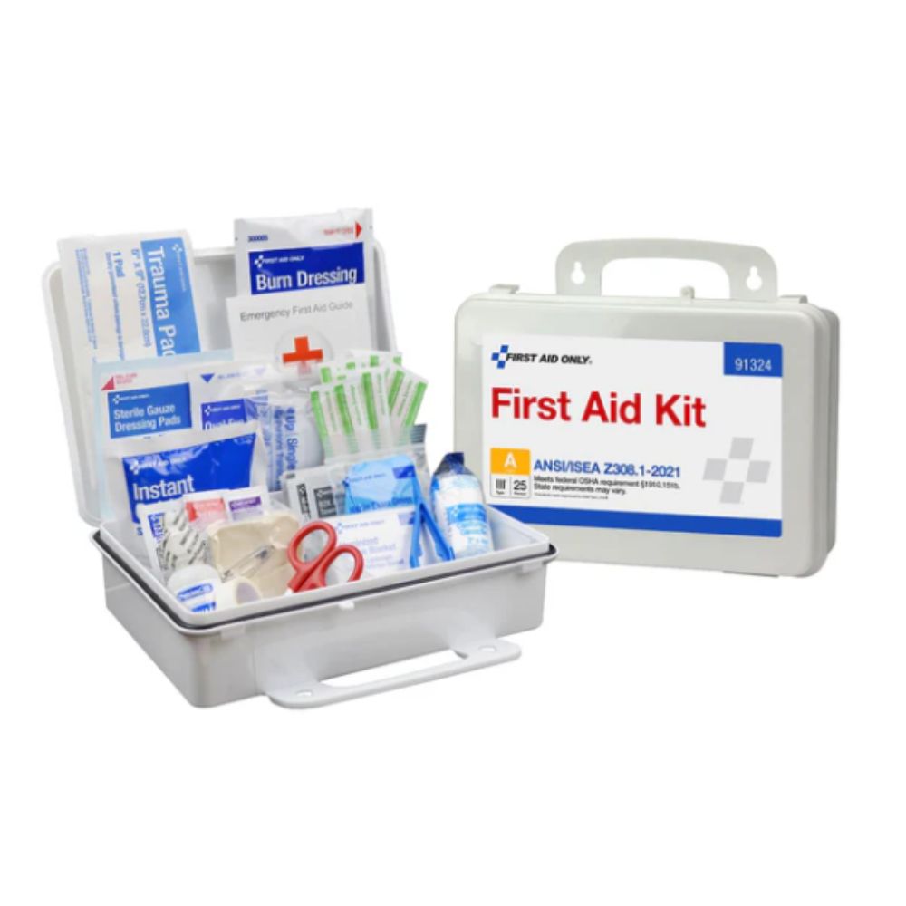 First Aid Only 25 person ANSI A Plastic First Aid Kit , ANSI 2021 Compliant, Size: 25 person