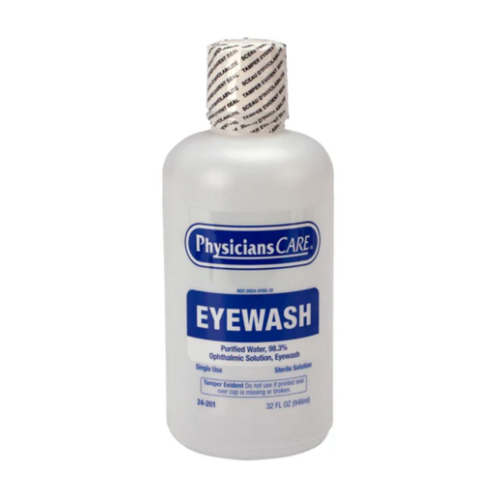 Physicians Care Eyewash Bottle, Screw Cap, 32 oz, Size: 32 oz