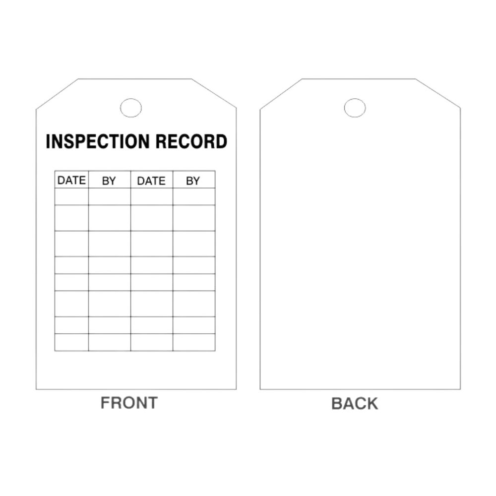 Inspection Record Tag, Color: Tag Board, Size: 6&quot;X3&quot; - EA