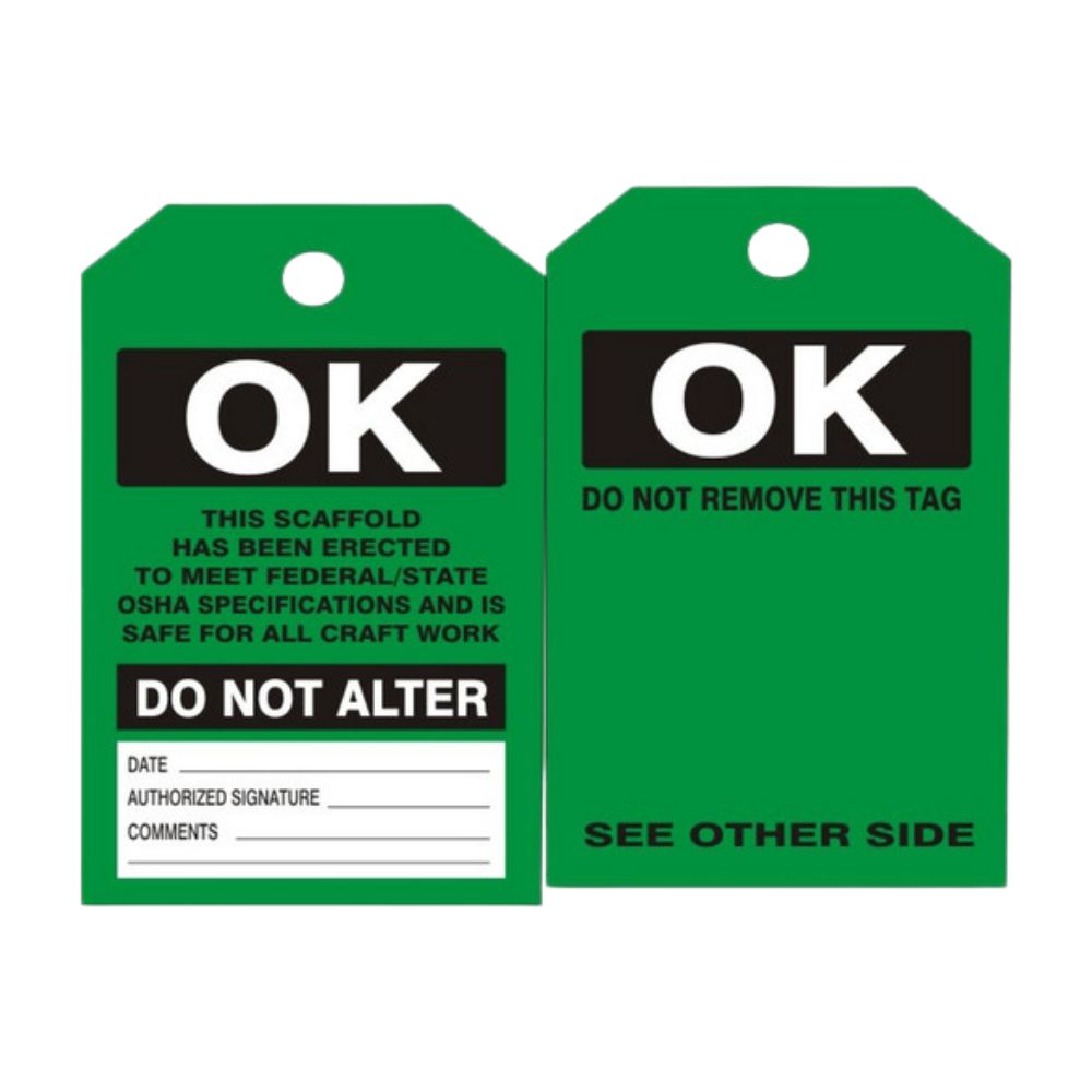 Scaffold Ok Tag, Color: Rigid Vinyl, Size: 6&quot;X3&quot;