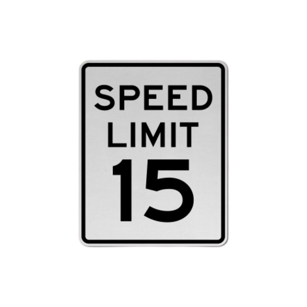 Speed Limit 15 MPH, Color: AL/White, Size: 18&quot;x12&quot;x.08