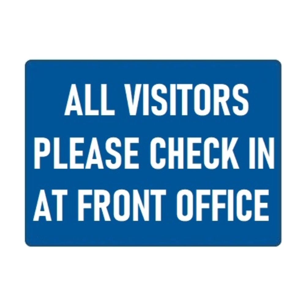 All Visitors Please Check In At Front Office, Color: Aluminum, Size: 7&quot;X10&quot;