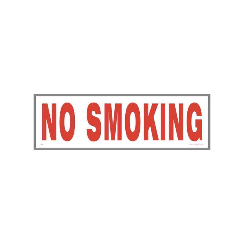 No Smoking White on Red Sign  - 2454
