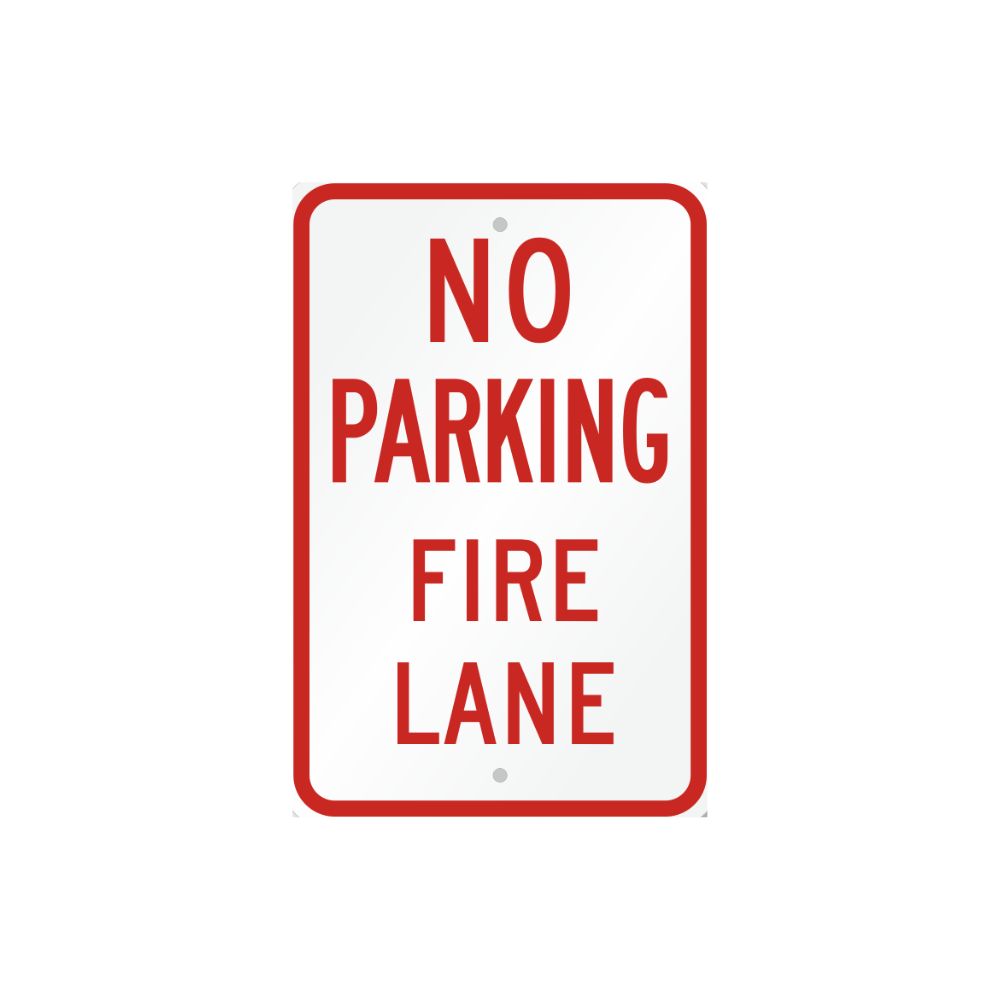 No Parking Fire Lane Sign, Color: ALUM, Size: 12x18
