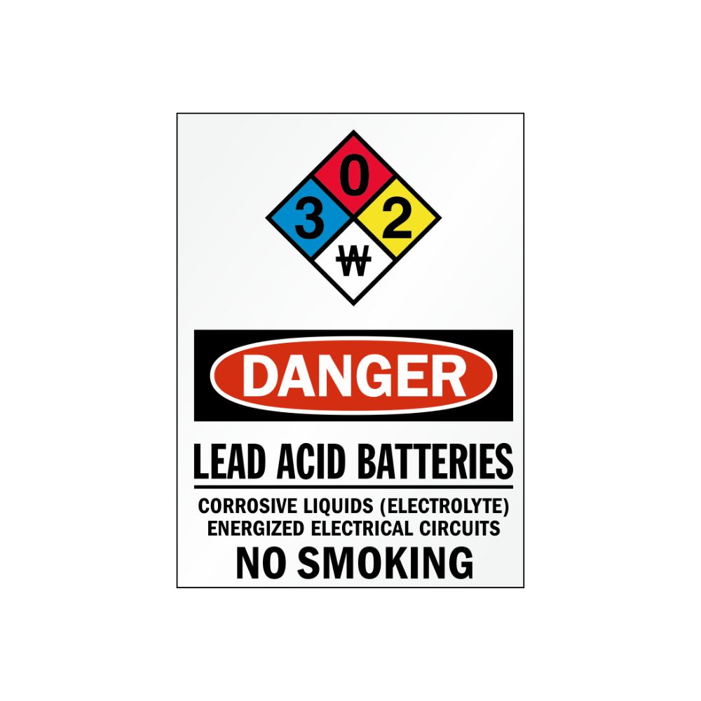 Danger Battery Acid w/Hazard Rating, Size: 5x7