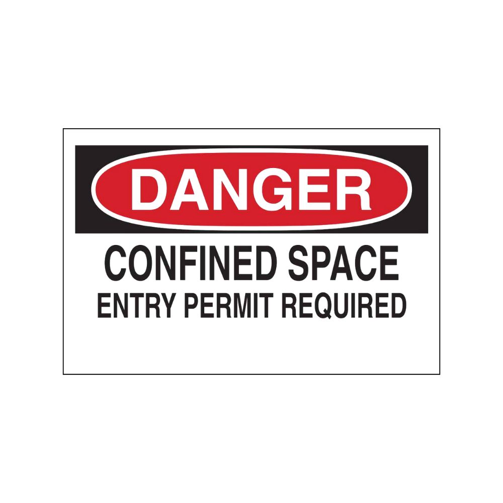 Danger Confined Space Entry Permit Required, Color: Ad-Vinyl, Size: 7&quot;X10&quot;