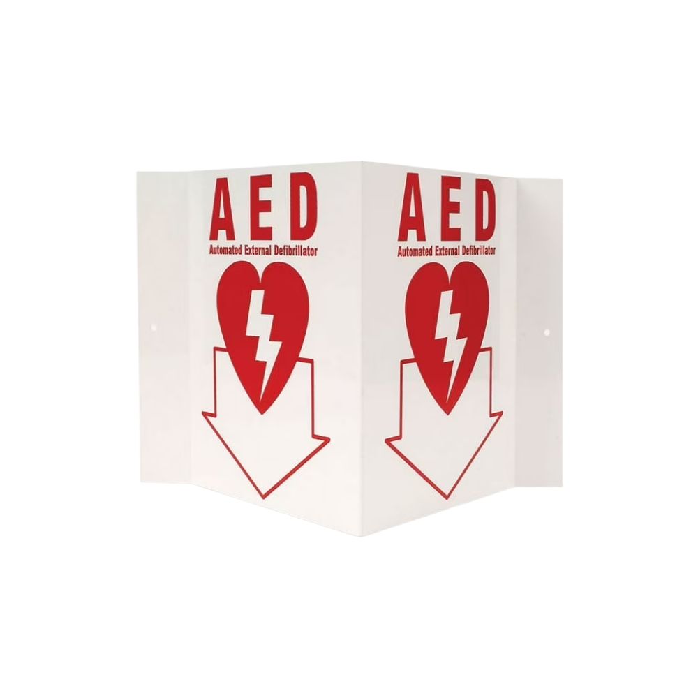 3D Rigid Plastic AED Down Arrow Angle Sign, Size: 5&quot;x6&quot;