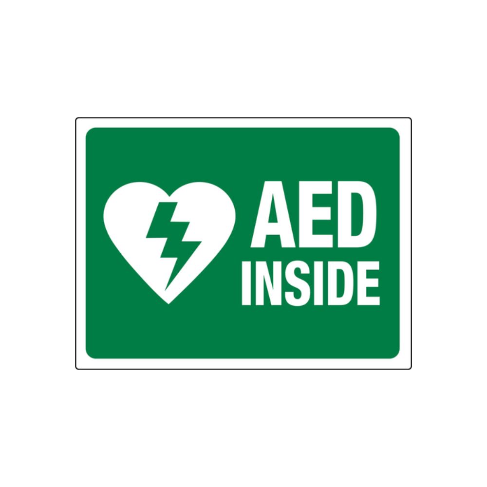AED INSIDE, Color: Green White, Size: 7 x 10
