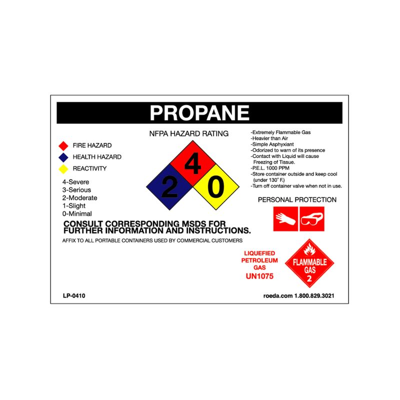 Propane NFPA Hazard Decal