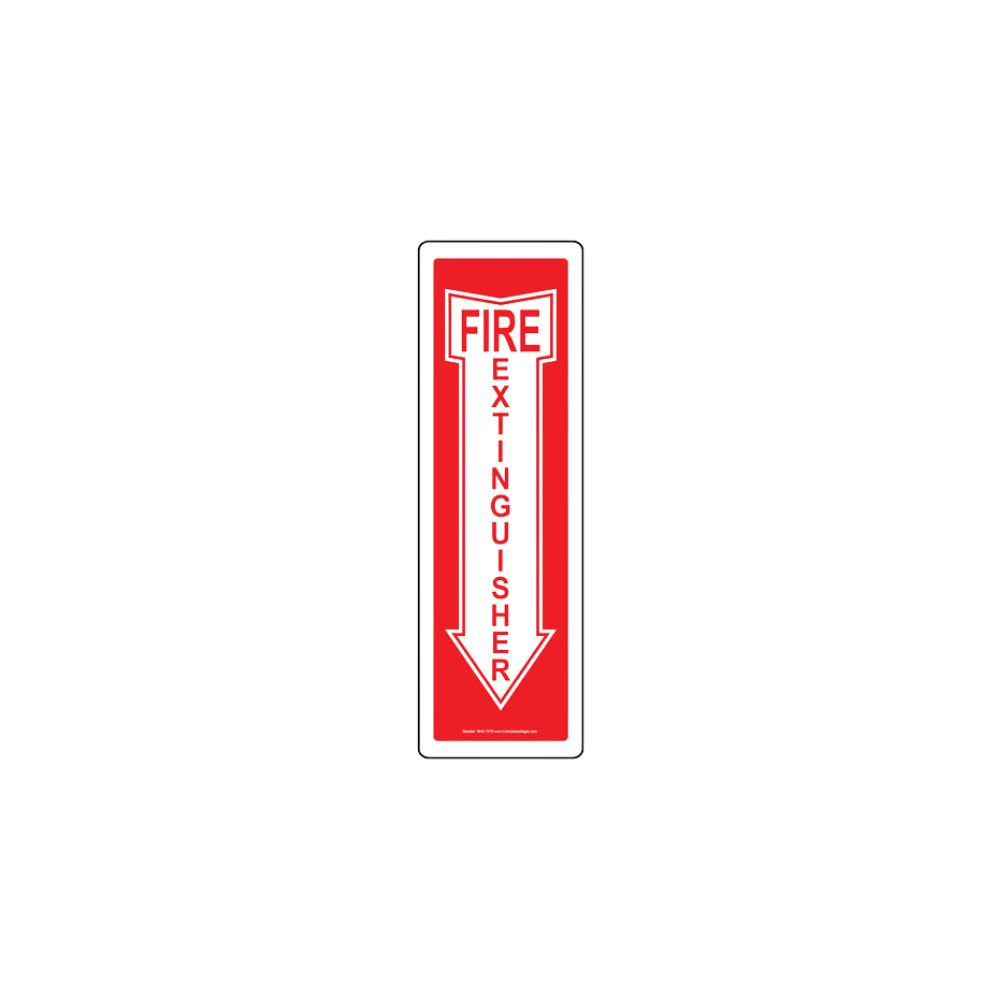 Fire Extinguisher Down Arrow Sign, Color: Rigid Plasti, Size: 4&quot;X12&quot;