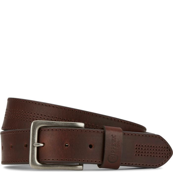 Chippewa Men&#39;s Genuine Leather Belt - Center Stitched Detail, Model: Center Stitched Detail, Antique Nickle Harness Buc, Size: 32