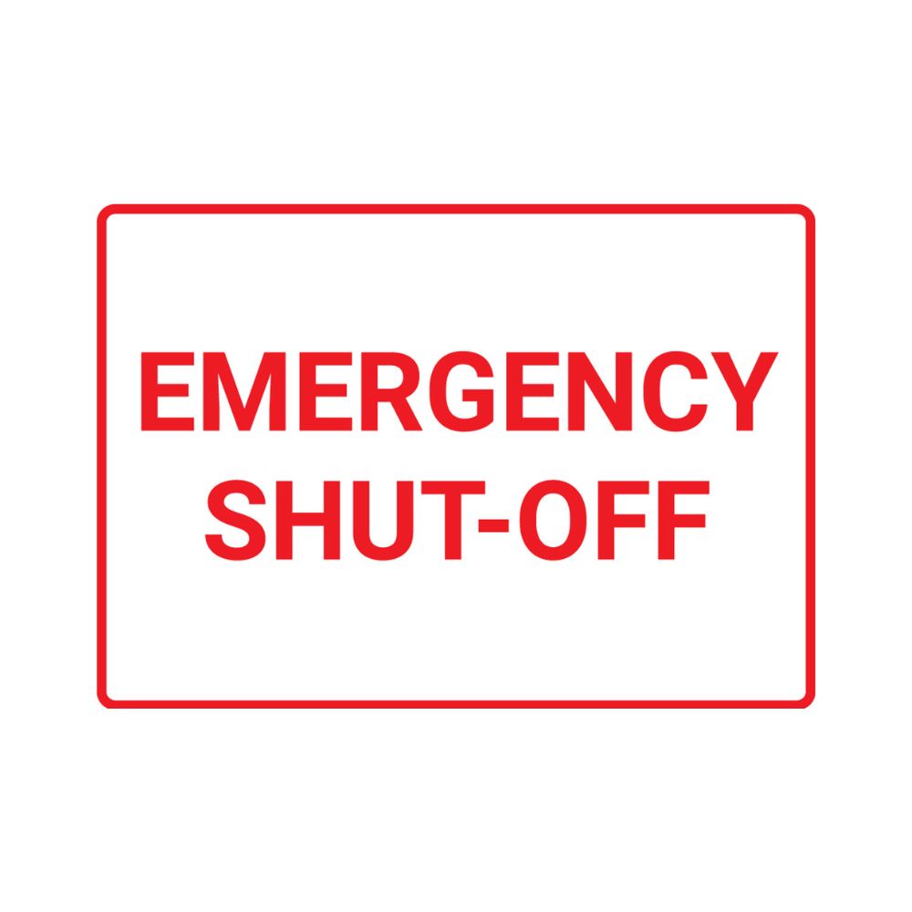 Emergency Shut Off, Color: Vinyl, Size: 2.25 x 9