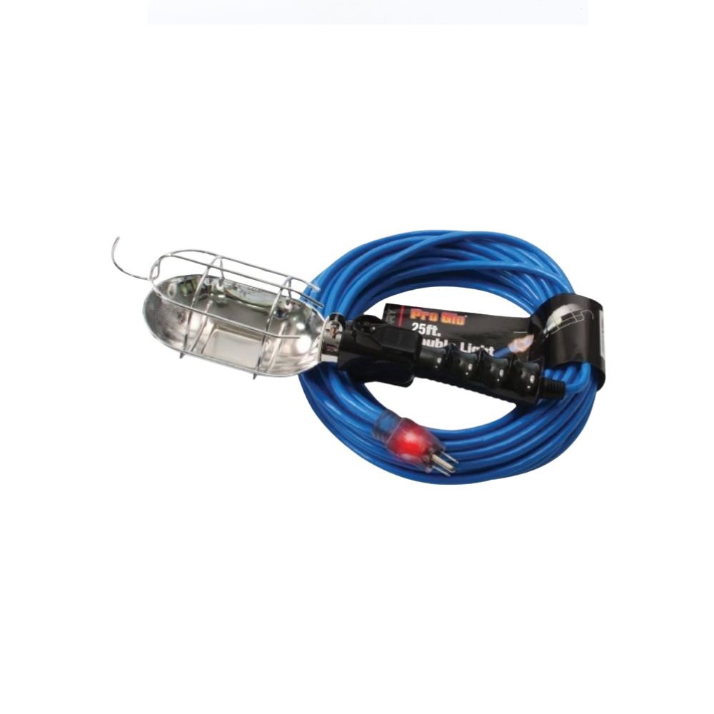 Pro Glo SJTW Trouble Light with Metal Cage, Color: Blue, Gauge: 12/3, Size: 25&#39;