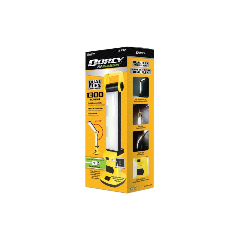 Dorcy Pro USB-C Rechargeable 1300 Lumen Dual Flex Work Light &amp; Power Bank