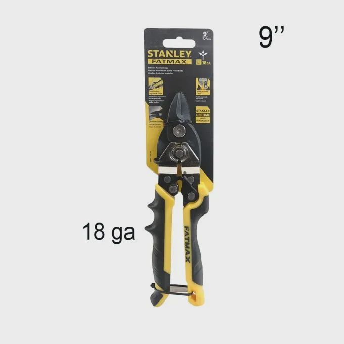 Stanley Aviation Snips, Category: Pliers and Cutters, Model: 9&quot;: 18GA Fatmax Bullnose Aviation Snips
