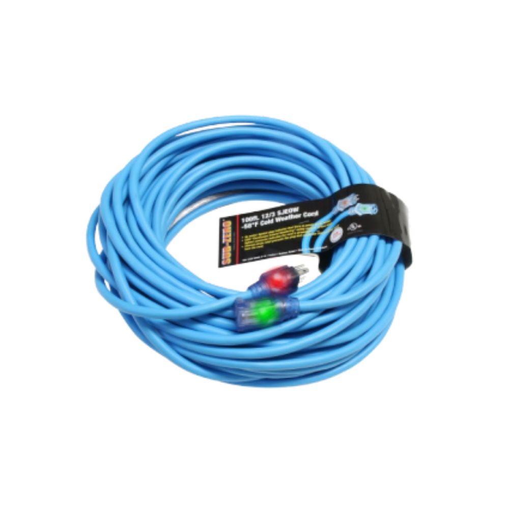 Sub Zero 12/3 SJEOW Lighted Extention Cord, Color: Blue, Size: 50&#39;