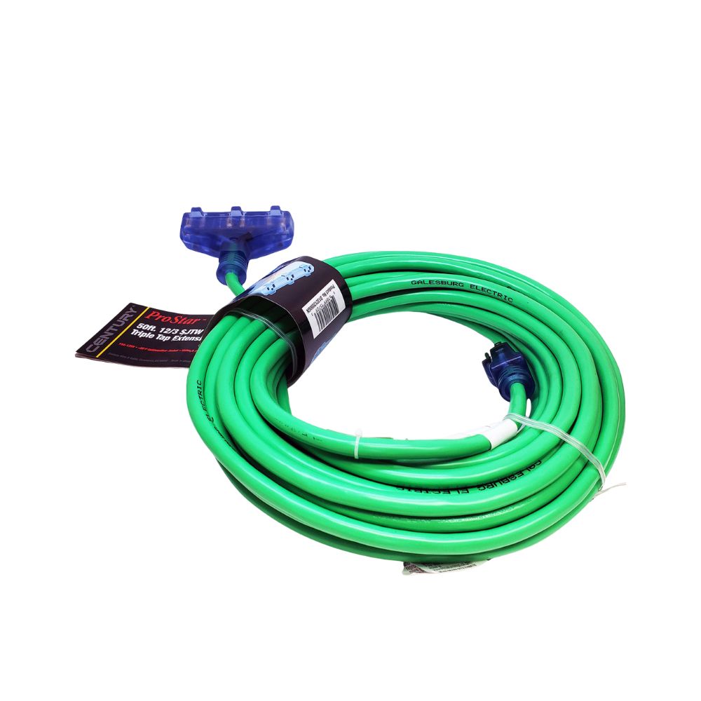 Pro Star 12/3 SJTW  100&#39; Lighted Extension Cord, Category: Extension Cords, Color: Green, Size: 100&#39;
