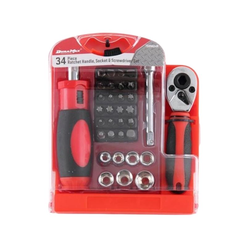 Dura Max 34 Piece Ratcheting Driver Socket &amp; Screwdriver Set