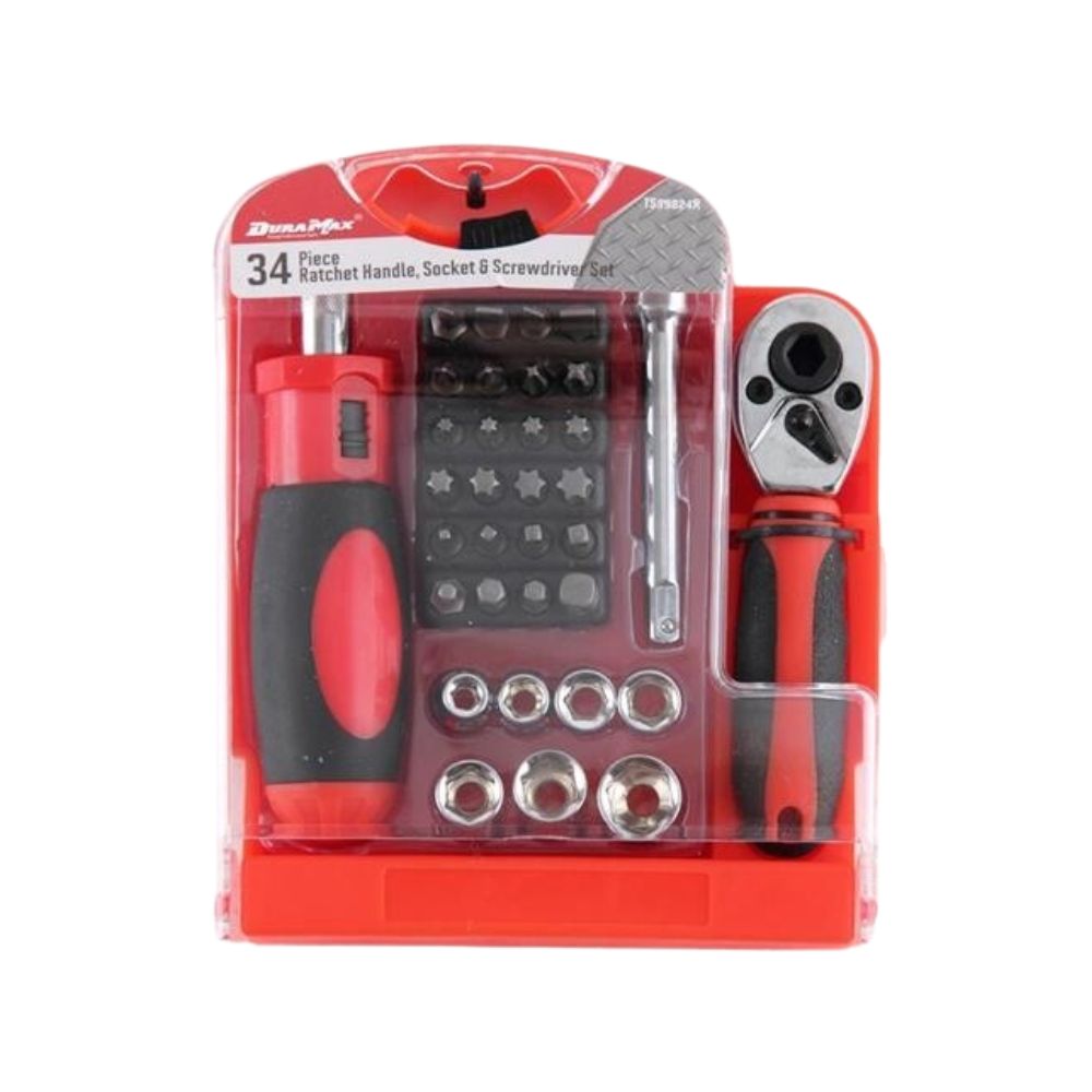 Dura Max 34 Piece Ratcheting Driver Socket &amp; Screwdriver Set, Category: Tool Sets