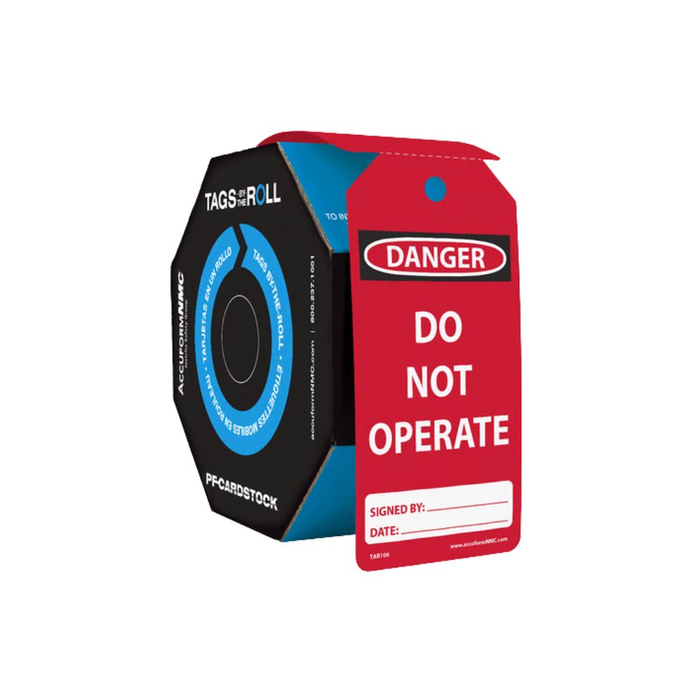 Tag-by-the-Roll: Danger Do Not Operate, Color: Red, Size: 100