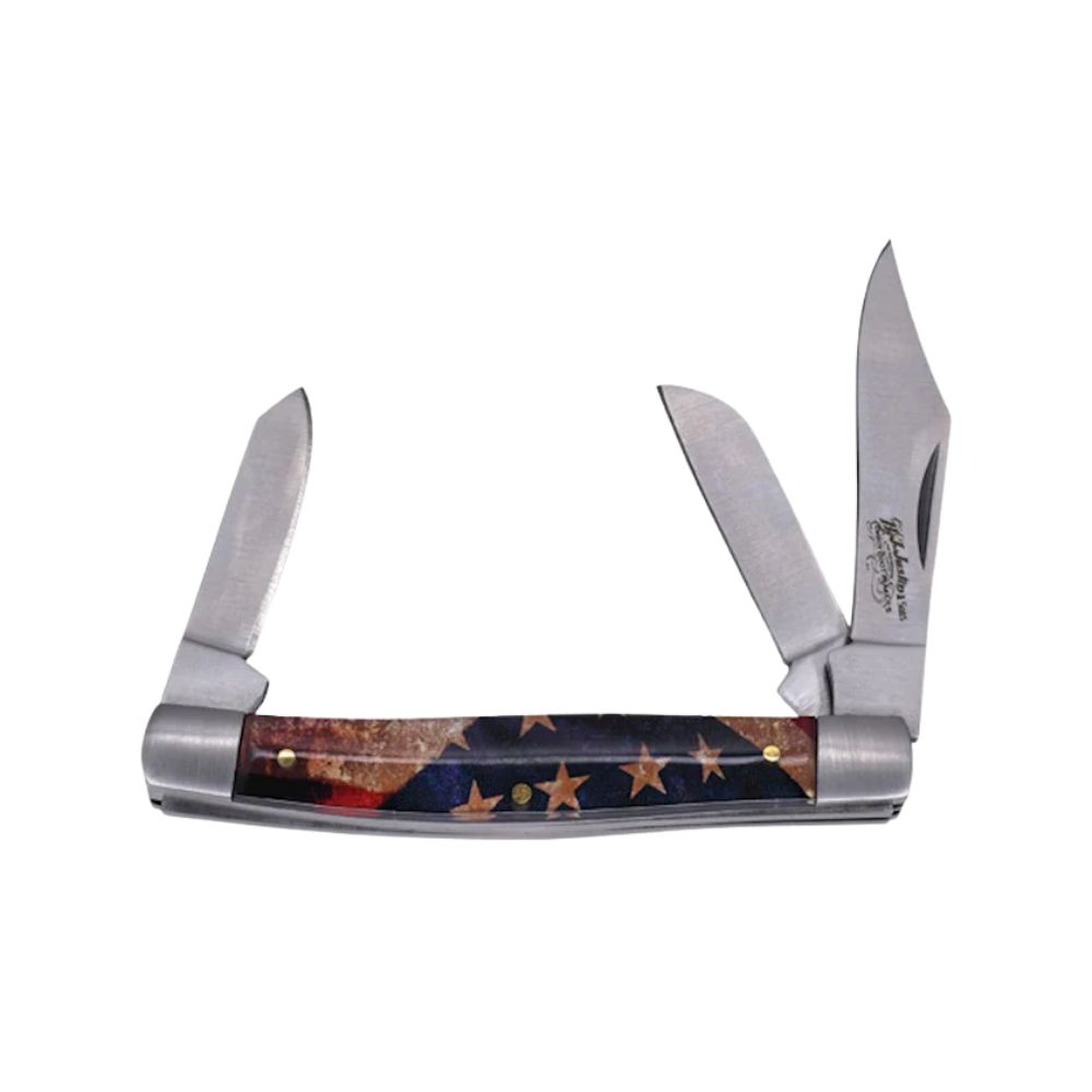 Justin Stockman Knife Acrylic USA Flag 3 Blade