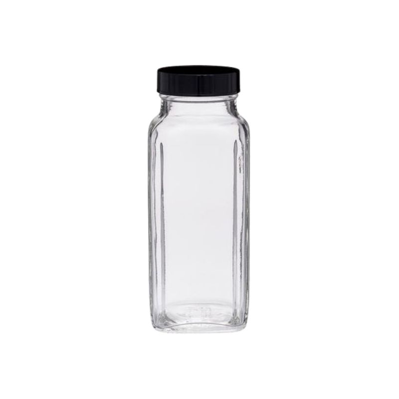 Robinson Manufacturing Crude Oil Sample Bottle Glass French Square (8oz.) w/Lid