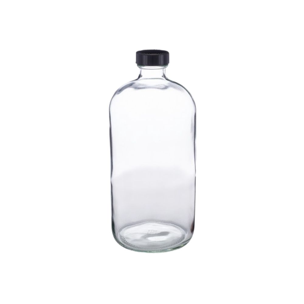 Robinson Manufacturing Glass Bottle / Boston Round / 32 0z., Quantity: Case (20 bottles)