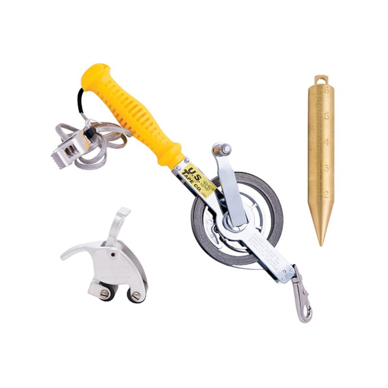 Gauging Tape 1/2" x 33' Stainless Steel Kit - includes Tape (16ths), Line Wiper, &amp; 58899 Graduated Plumb Bob