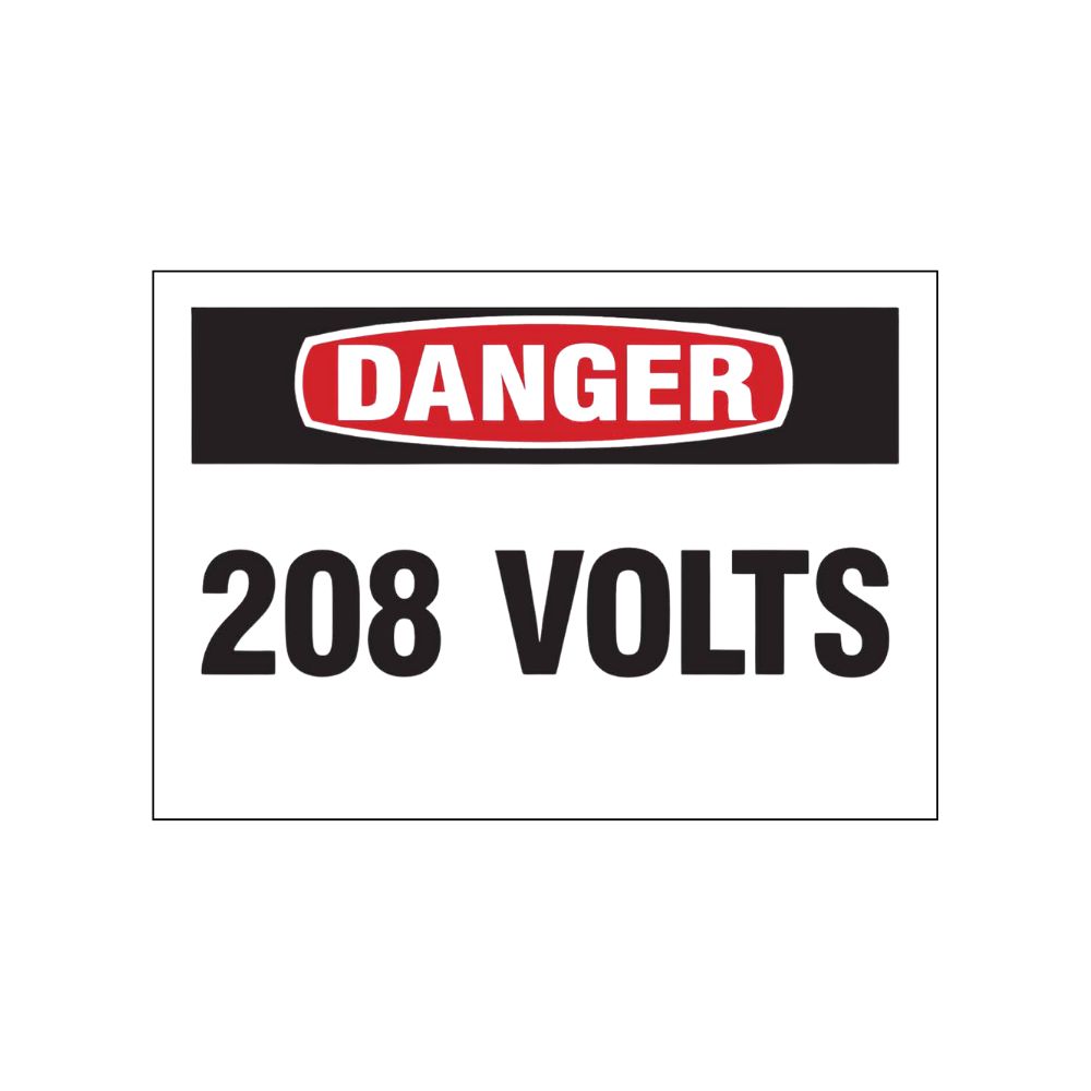 Danger 208 Volts, Color: AV, Size: 3x5