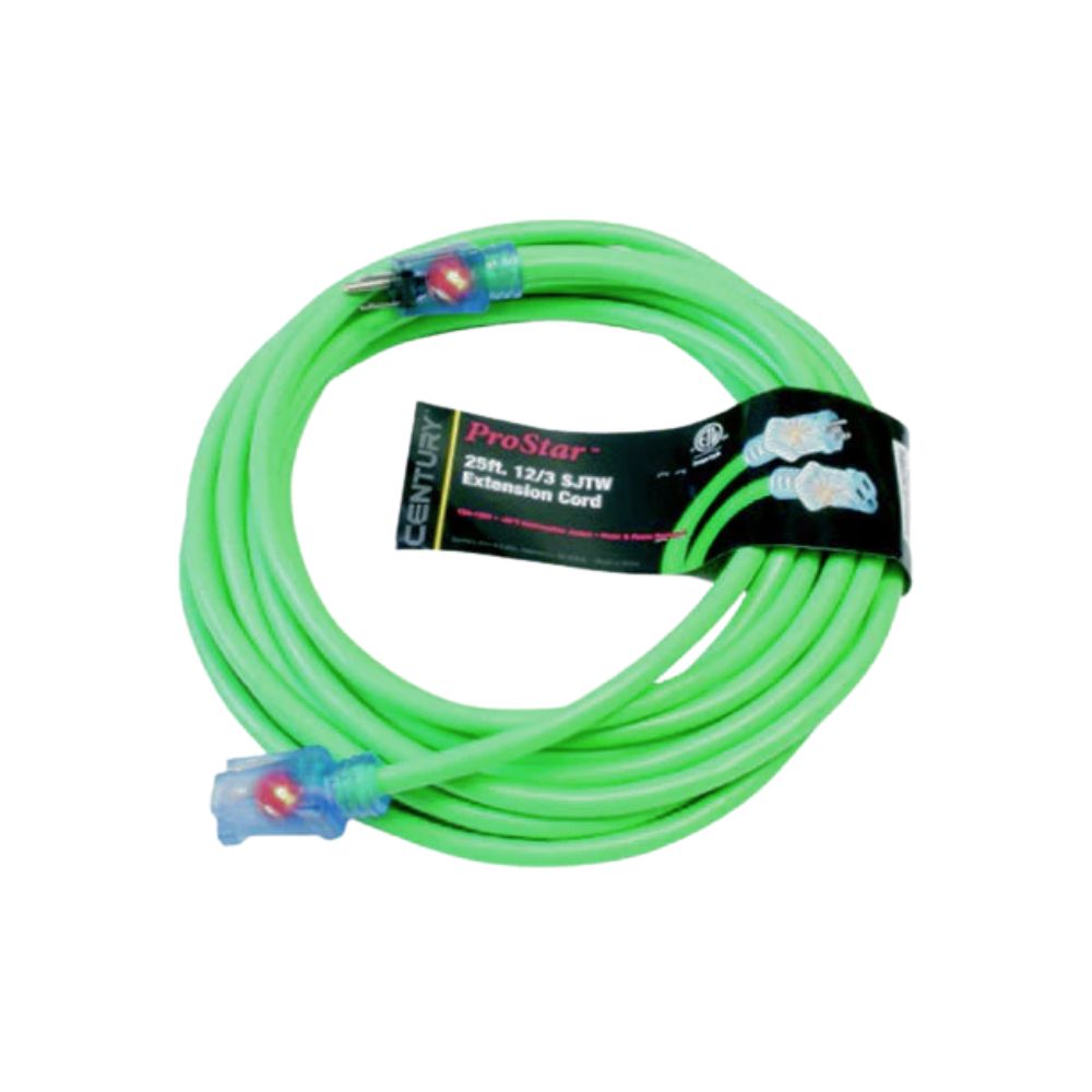 Pro Star SJTW Lighted Extention Cord, Color: Green, Gauge: 12/3, Size: 50'
