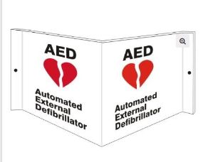 AED - Projecting Wall Sign, Color: Plastic, Size: 11.5"X6"