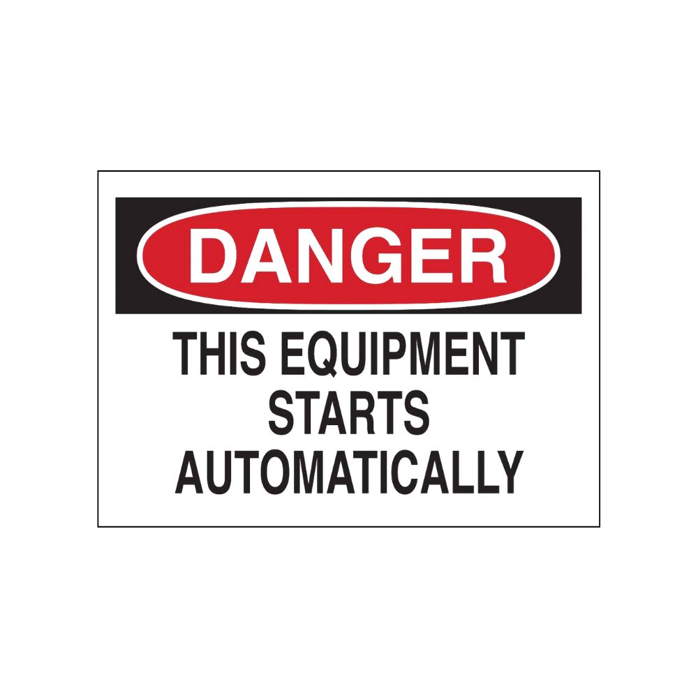 Danger Equipment Starts Automatically, Color: BK/RD/WH, Size: 3X5